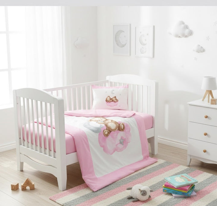 Rainy Бебешки спален комплект 5 части Baby Bear One size розов