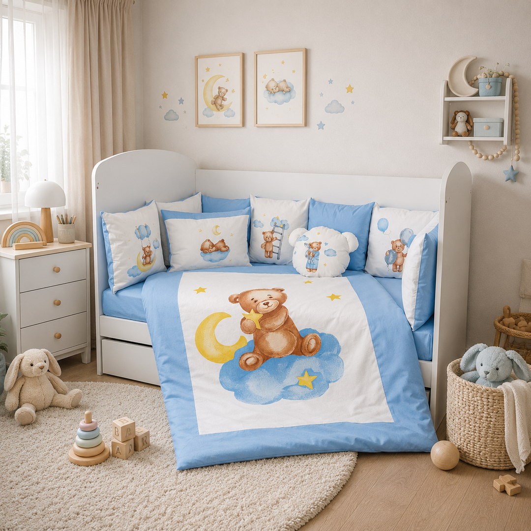 Rainy Бебешки спален комплект 7 части Baby Bear One size син