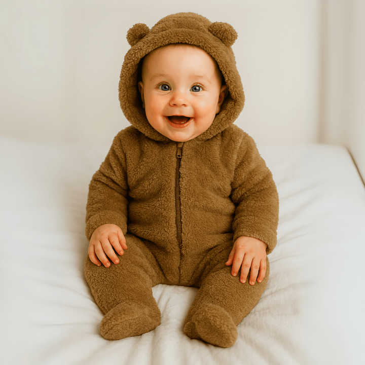 Rainy Бебешки зимен гащеризон Мече 48-80см кафяв