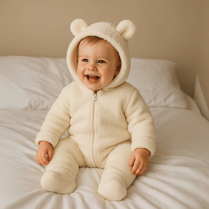 Rainy Бебешки зимен гащеризон Мече 48-80см екрю