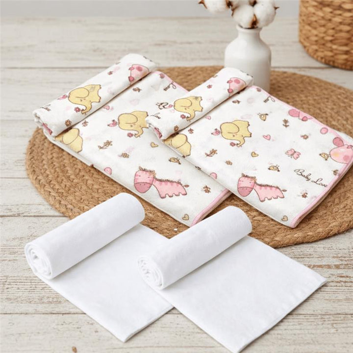 Rainy Комплект памучни пелени за бебе Бархет и Тензух Розови зебри и слончета