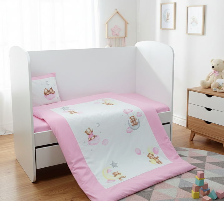 Rainy Бебешки спален комплект 3 части Baby Bear One size розов