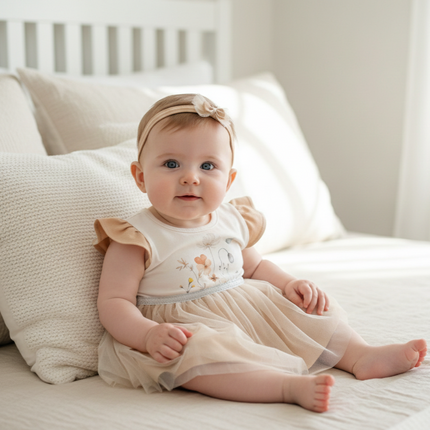 Rainy Бебешка боди-рокля с тюл и диадема 56-80 см. мока