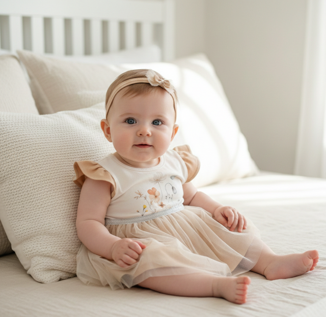 Rainy Бебешка боди-рокля с тюл и диадема 56-80 см. мока