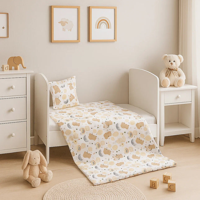 Rainy Бебешки спален комплект 4 части 60х120 см. Мече с балони