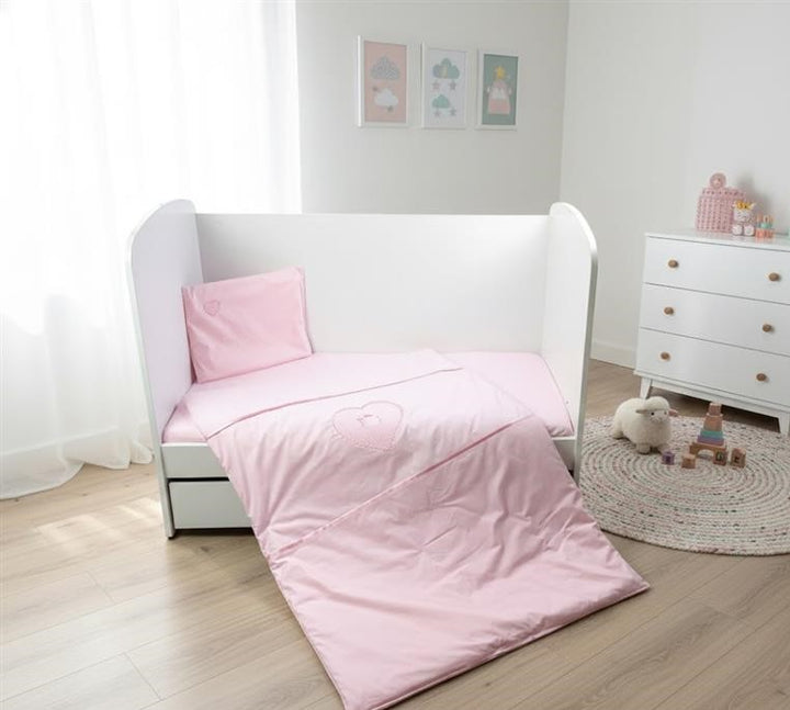 Rainy Бебешки спален комплект 3 части 60х120 см. Сърце с мече