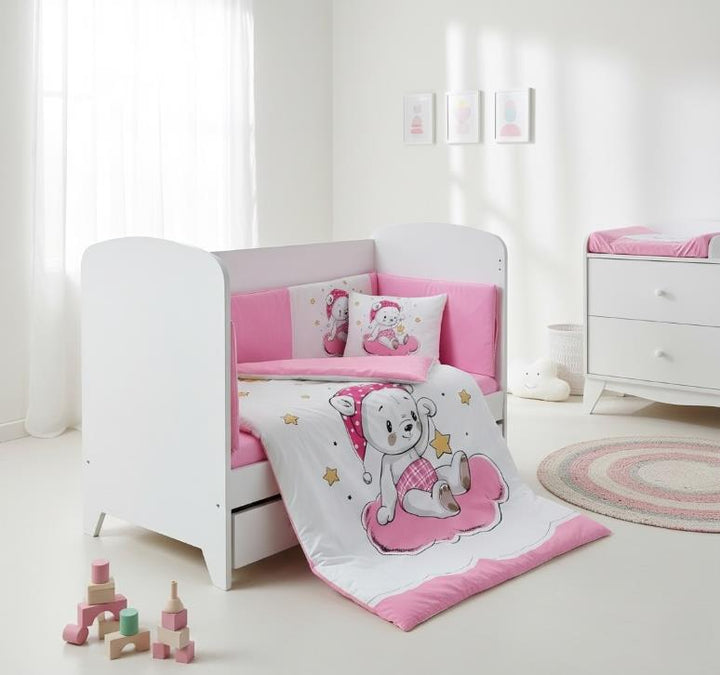 Rainy Обиколник за бебешка кошара 60х120 см. Розово мече