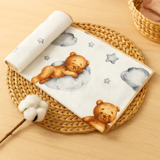 Rainy Бебешка пелена бархетна 120х120 см. Мече на облак сив