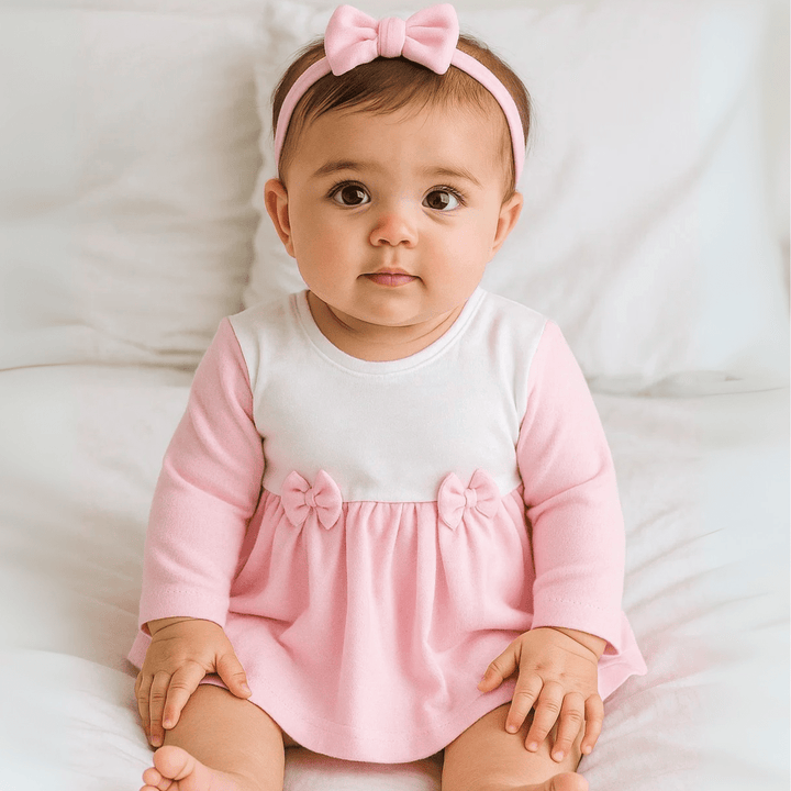 Rainy Бебешка боди-рокля с лента за глава 56-80 см. Ribbon дълъг ръкав