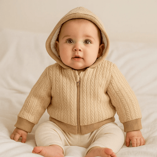Rainy Бебешка плетена жилетка с качулка 56-80 см. бежов