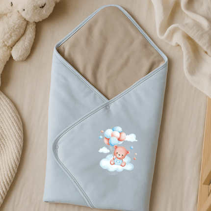 Rainy Бебешка пелена Мече с балони син 85х85 см.