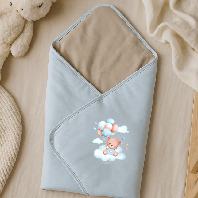 Rainy Бебешка пелена Мече с балони син 85х85 см.