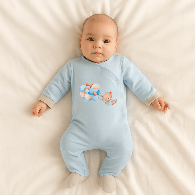 Rainy Бебешки гащеризон Мече с балони син 48 - 62 см.