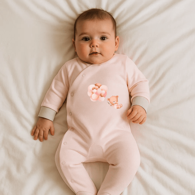 Rainy Бебешки гащеризон Мече с балони розов 48 - 62 см.