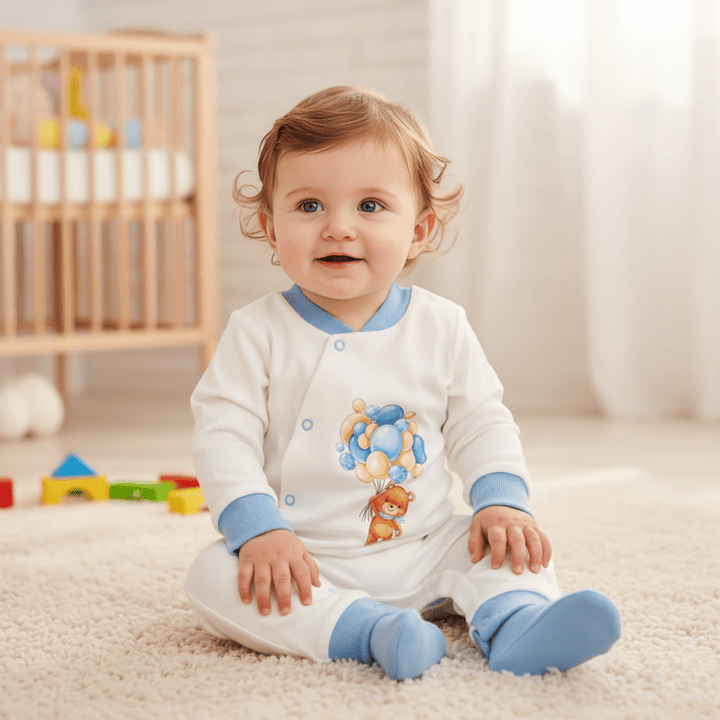 Rainy Бебешки гащеризон 56 - 80 см. Меченце с балони син