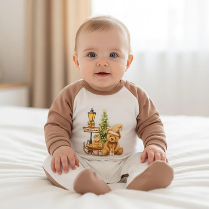 Rainy Бебешки гащеризон Коледно мече с дълъг ръкав 56-62см.