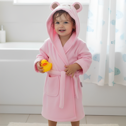 Rainy Детски халат с ушички 1-4 г. Мече розов