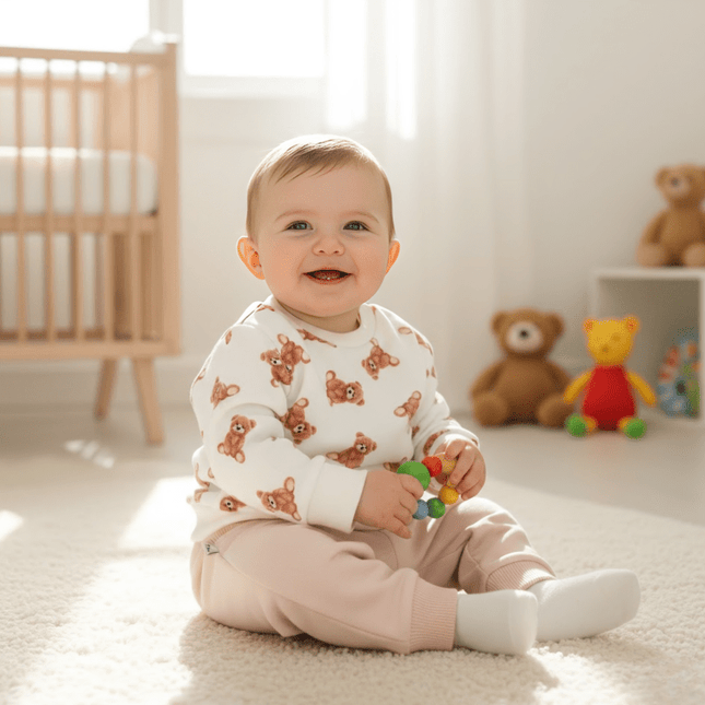 Rainy Бебешки комплект от 2 части Мече 62-92 см. крем