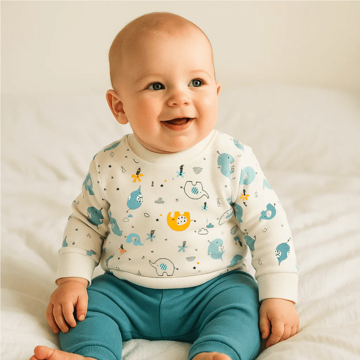 Rainy Бебешки комплект от 2 части Шарени слончета 62-92 см. бор