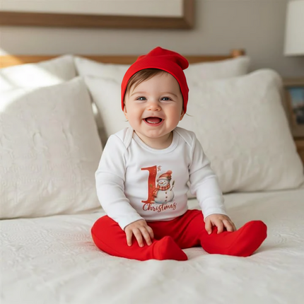 Rainy Бебешки комплект от 3 части 1st Christmas 56-62 см. червен