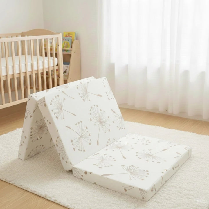 Rainy Бебешки сгъваем матрак 60х120 см. Бежови глухарчета екрю
