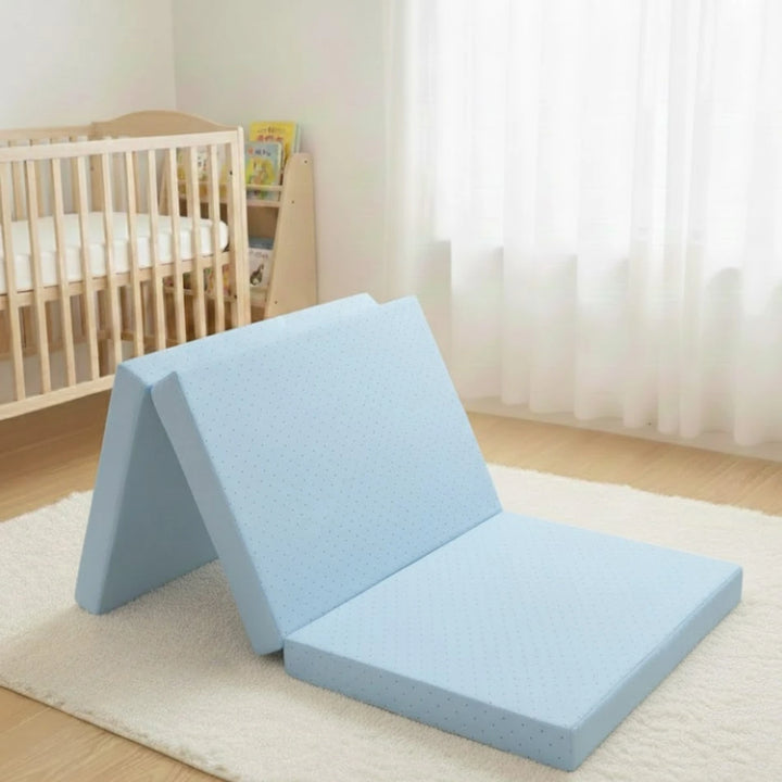 Rainy Бебешки сгъваем матрак 60х120 см сини точки