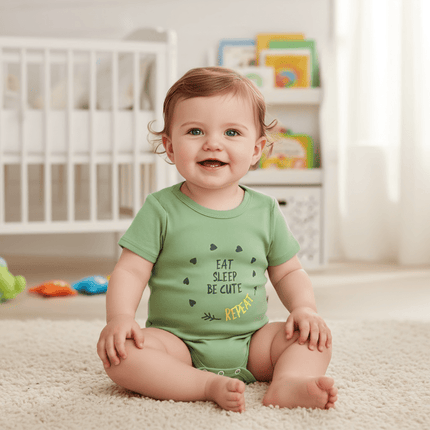 Rainy Бебешко боди с къс ръкав 48-86см. Eat, Sleep...