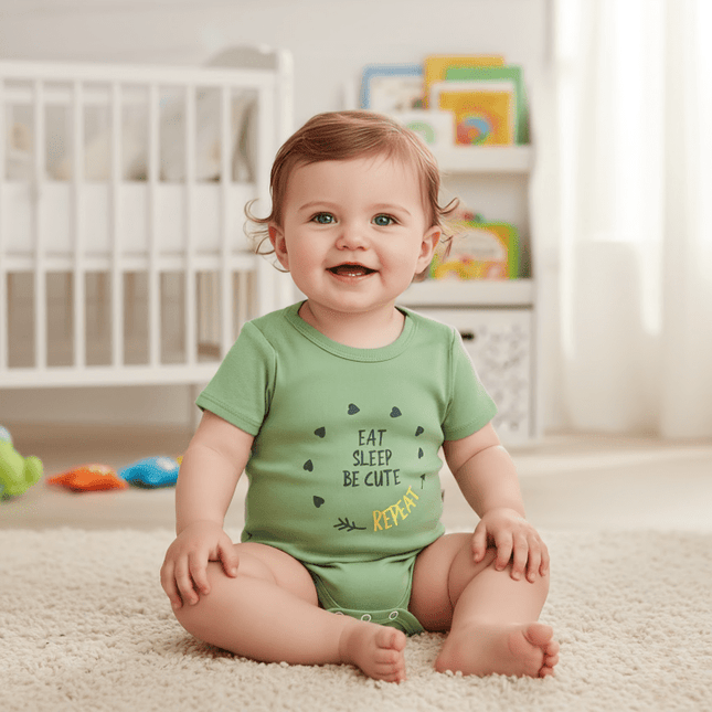 Rainy Бебешко боди с къс ръкав 48-86см. Eat, Sleep...