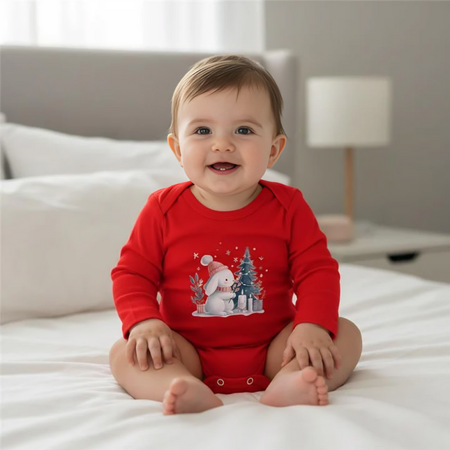 Rainy Бебешко боди Коледно зайче с дълъг ръкав 56-62 см.