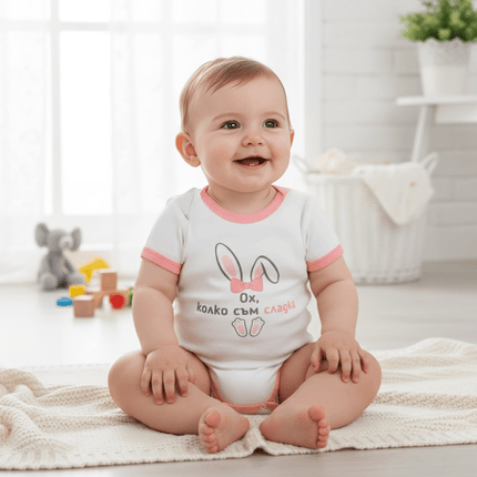 Rainy Бебешко боди с къс ръкав 48-86см. Ох, колко съм сладка