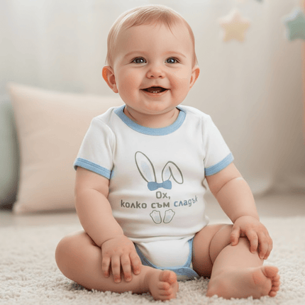 Rainy Бебешко боди с къс ръкав 48-86см. Ох, колко съм сладък