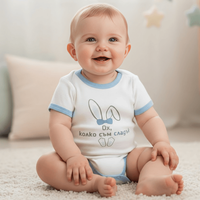Rainy Бебешко боди с къс ръкав 48-86см. Ох, колко съм сладък