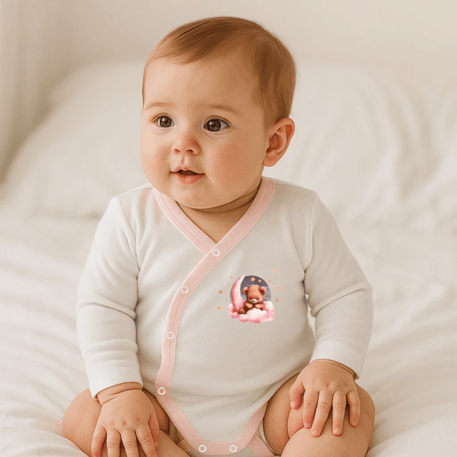 Rainy Бебешко боди Лунно мече розов със странично закопчаване 56-68 см.