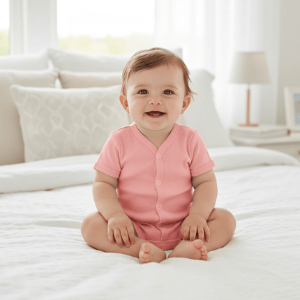 Rainy Бебешко боди с къс ръкав и предно закопчаване 48 - 86см. розово