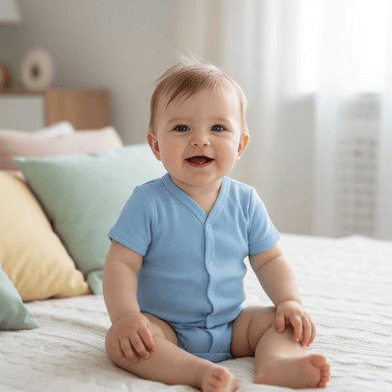 Rainy Бебешко боди с къс ръкав и предно закопчаване 48 - 86см. син