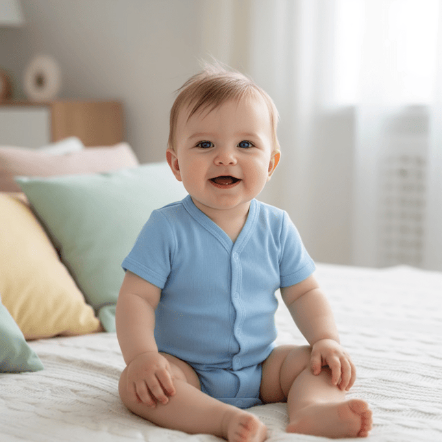 Rainy Бебешко боди с къс ръкав и предно закопчаване 48 - 86см. син