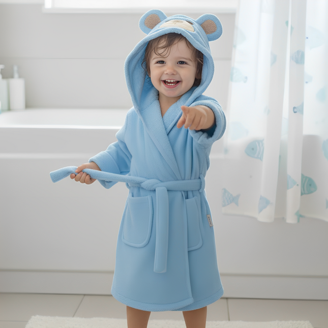 Rainy Детски халат с ушички 1-4 г. Мече син
