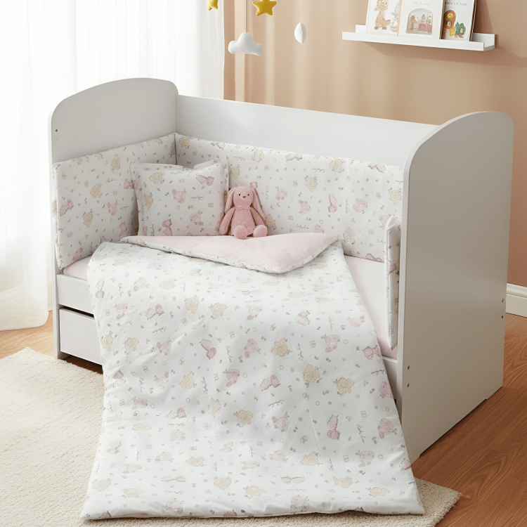 Rainy Обиколник за бебешка кошара 60х120 см. Розови Зебри и Слончета