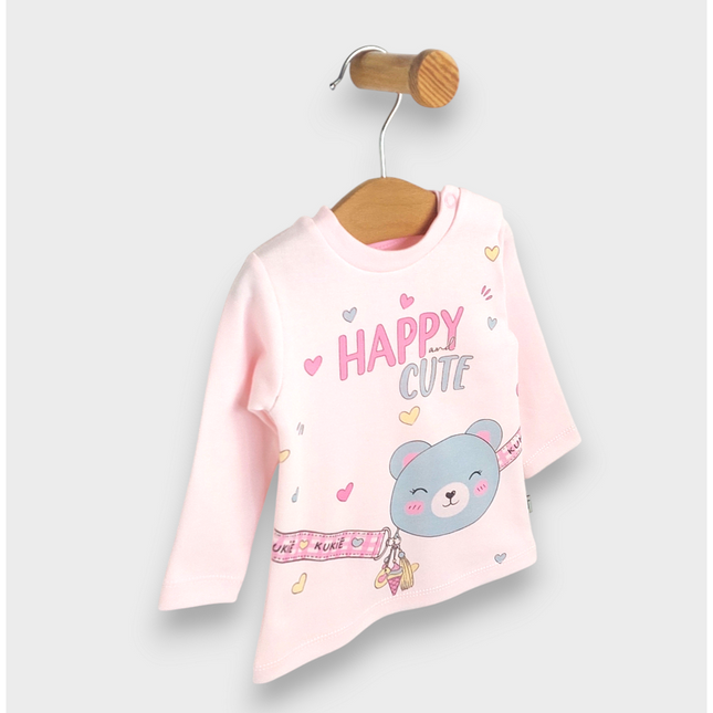 Rainy Бебешка блуза с дълъг ръкав Happy cute 62-92 см. розов