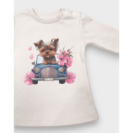 Rainy Бебешка блуза с дълъг ръкав Puppy with flowers 62-92 см. нежно екрю
