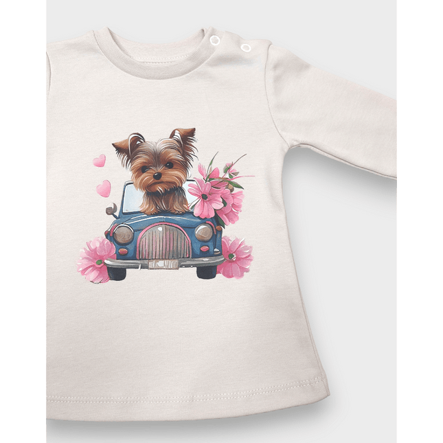Rainy Бебешка блуза с дълъг ръкав Puppy with flowers 62-92 см. нежно екрю
