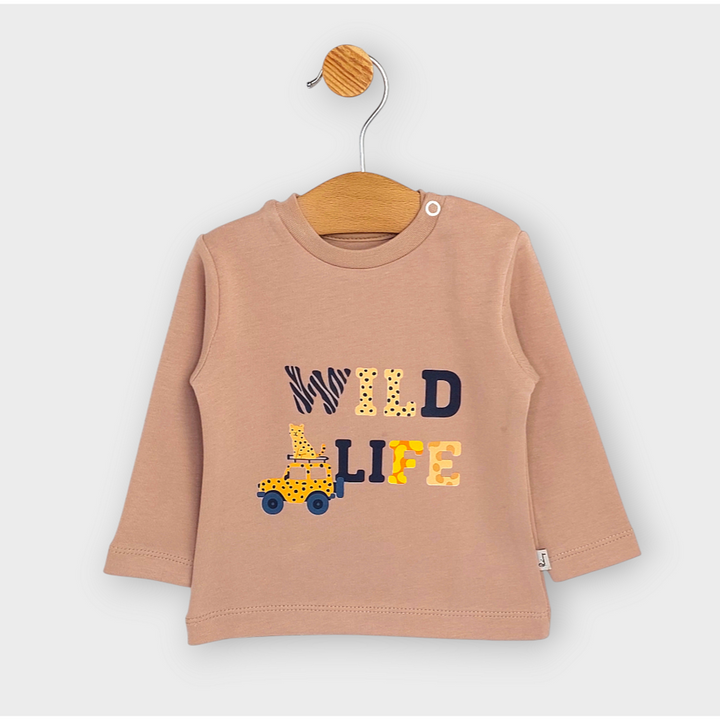 Rainy Бебешка блуза с дълъг ръкав Wild life 62-92 см. бадем
