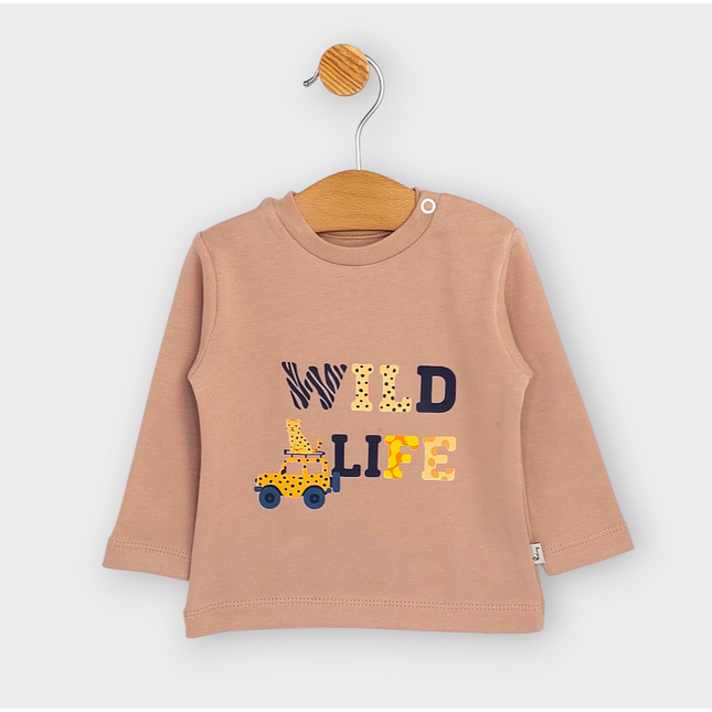 Rainy Бебешка блуза с дълъг ръкав Wild life 62-92 см. бадем