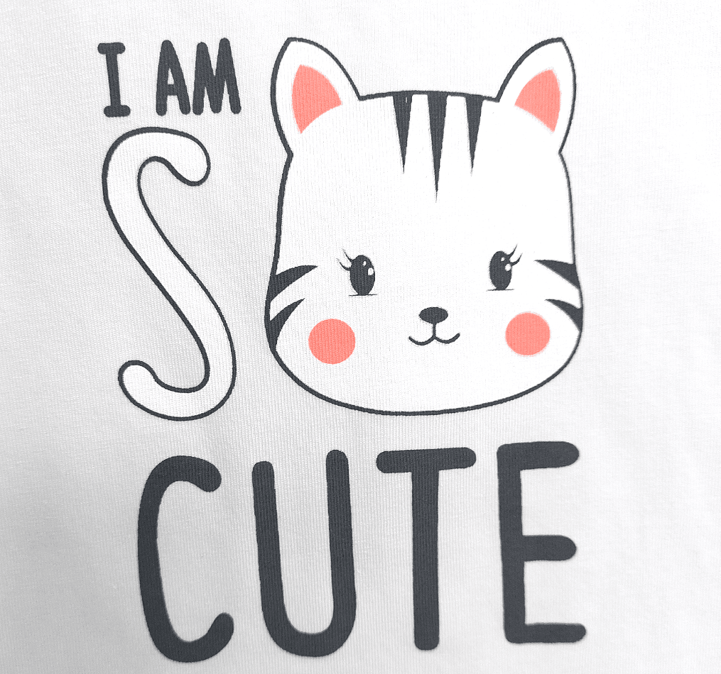 Rainy Бебешка блуза с къс ръкав Cute Cat 62-86 см. бял