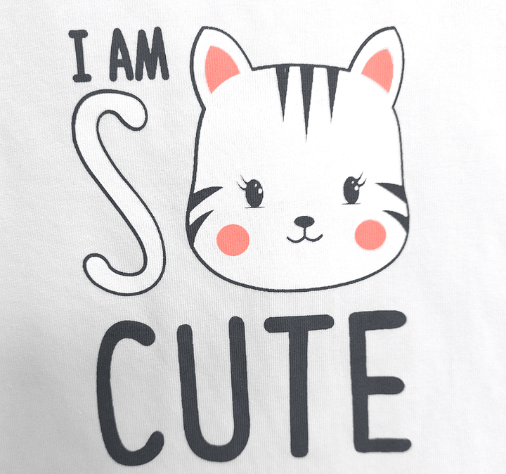 Rainy Бебешка блуза с къс ръкав Cute Cat 62-86 см. бял