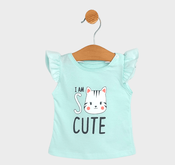 Rainy Бебешка блуза с къс ръкав Cute Cat 62-86 см. резеда