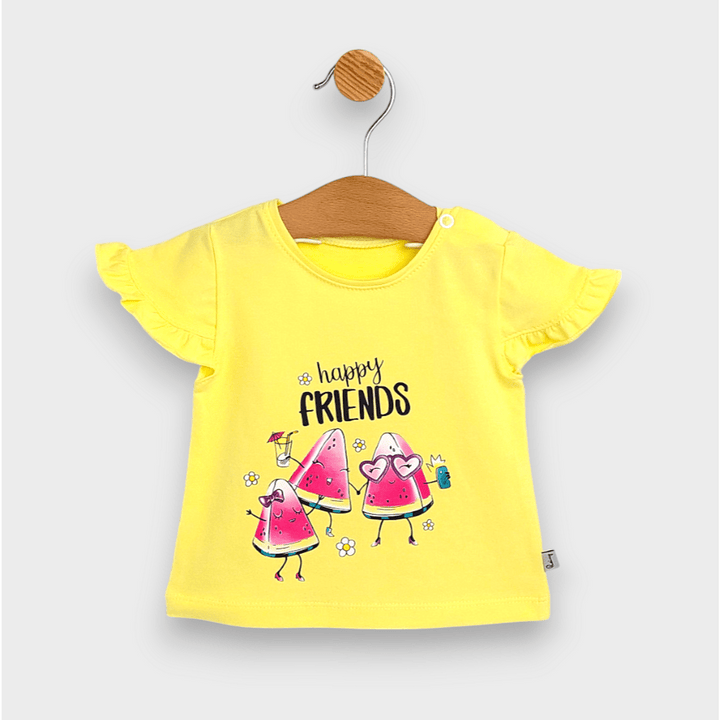 Rainy Бебешка блуза с къс ръкав Happy friends 62-92 см. жълт