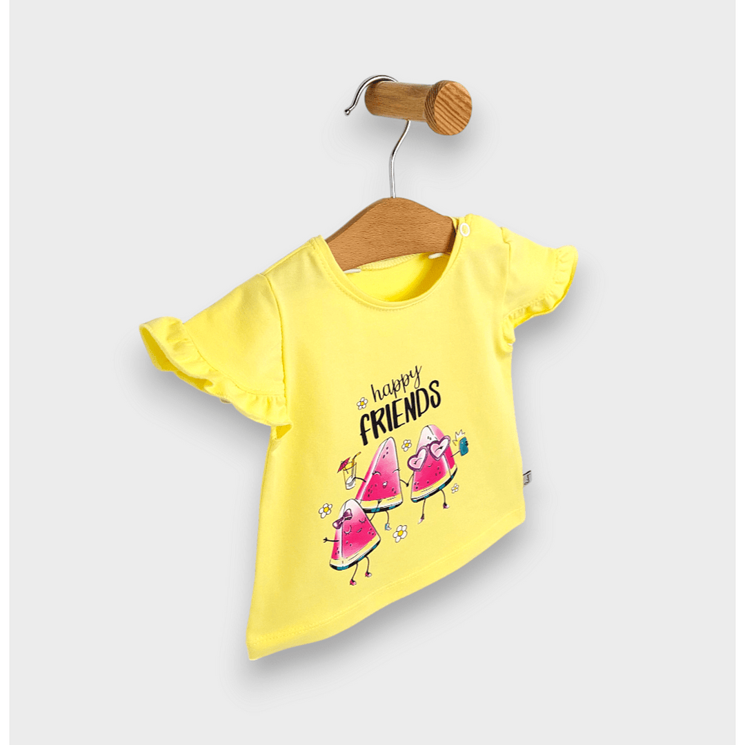 Rainy Бебешка блуза с къс ръкав Happy friends 62-92 см. жълт