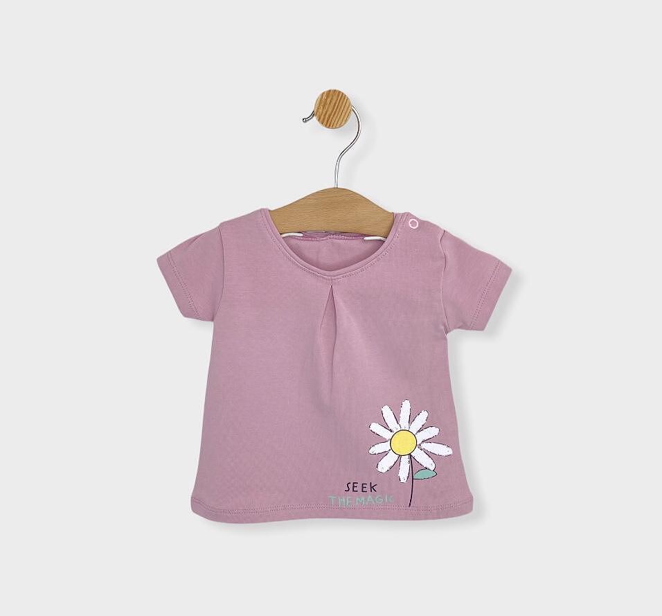 Rainy Бебешка блуза с къс ръкав Маргаритка 62-86 см. розов