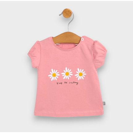 Rainy Бебешка блуза с къс ръкав Маргаритки 62-92 см. пудра